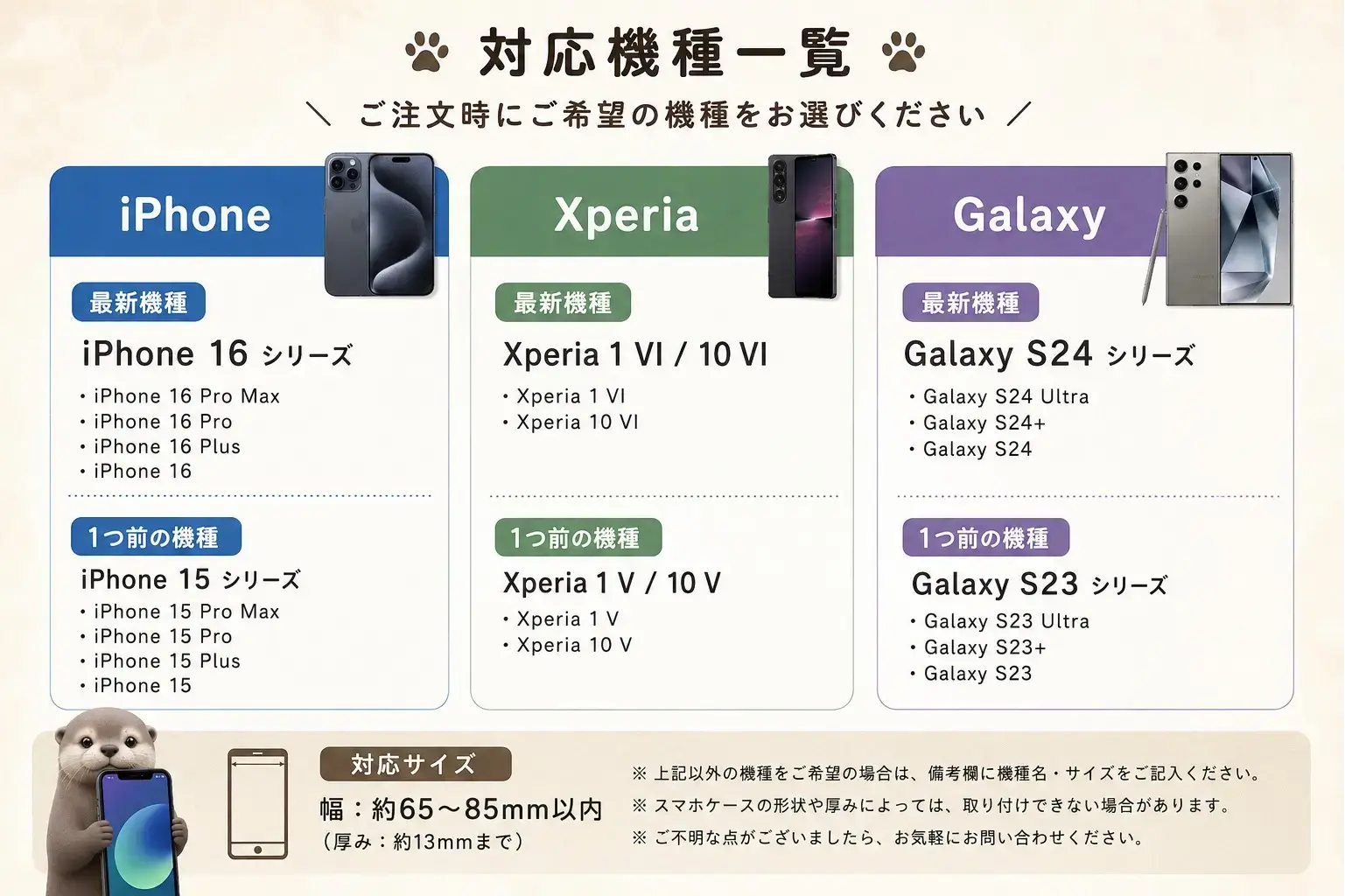 対応機種一覧